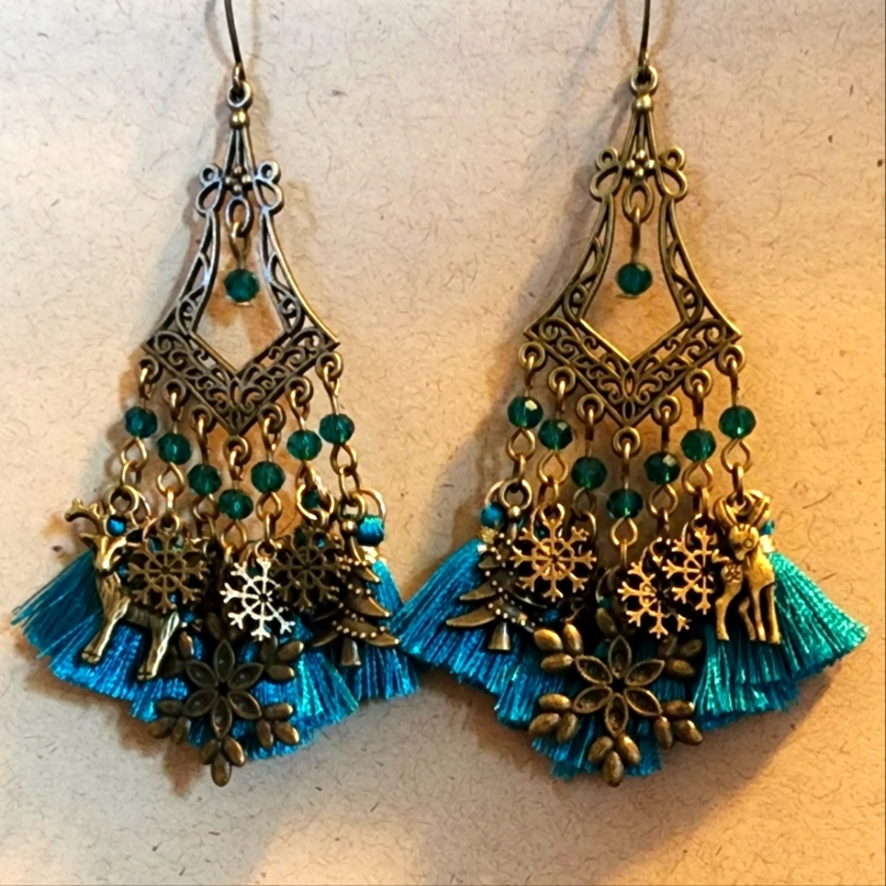 Blue Christmas Earrings